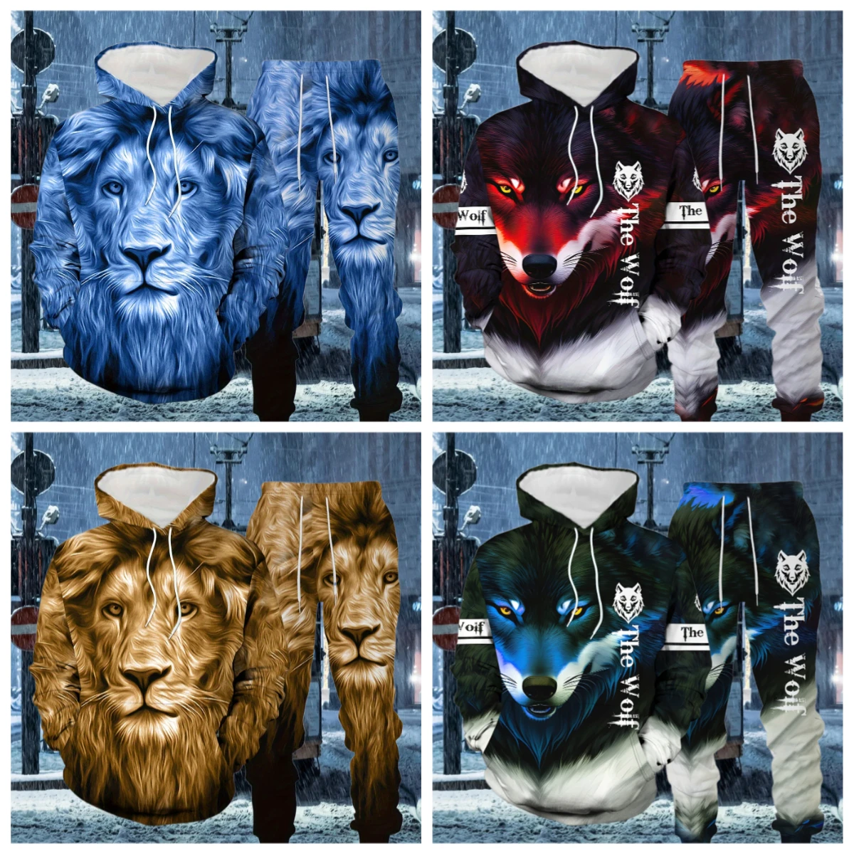 

2025 New Lion Pattern Hoodie Pant Suit 3D Print Casual Men Women High Quality Tracksuit Outfits Fashion Men's Clothing 2pcs Sets