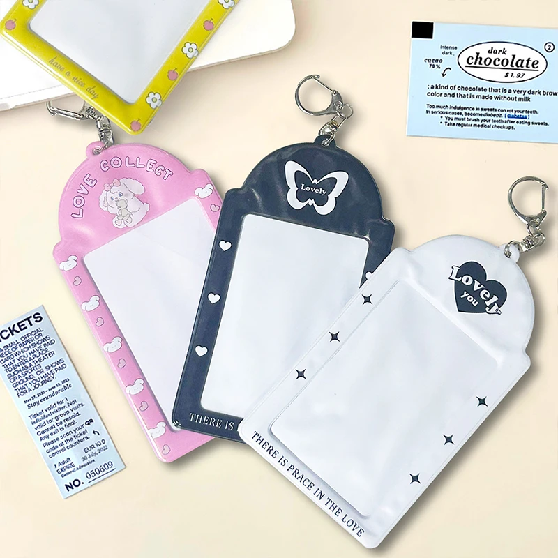 1pc Creative Design Kpop Photocard Holder color Card Holder Keychain Photo Sleeves Bus Card Student Card Case Photo Protector