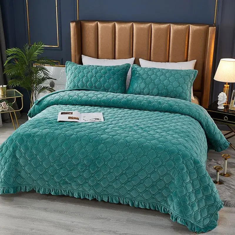 

Home Textiles Winter Warm Thick Velvet Bedspread Sheet Bedcover Mattress Cover Bed Sheet Set King Queen Single