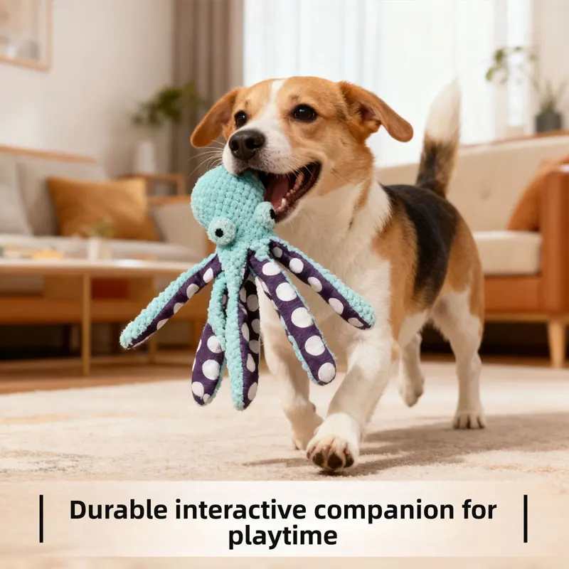 Squeaky Octopus Dog Chew Toy Bite-resistant Dogs Molar Teeth Cleaning Toys Puppy Relieve Boredom Interactive Toys Pets Supplies