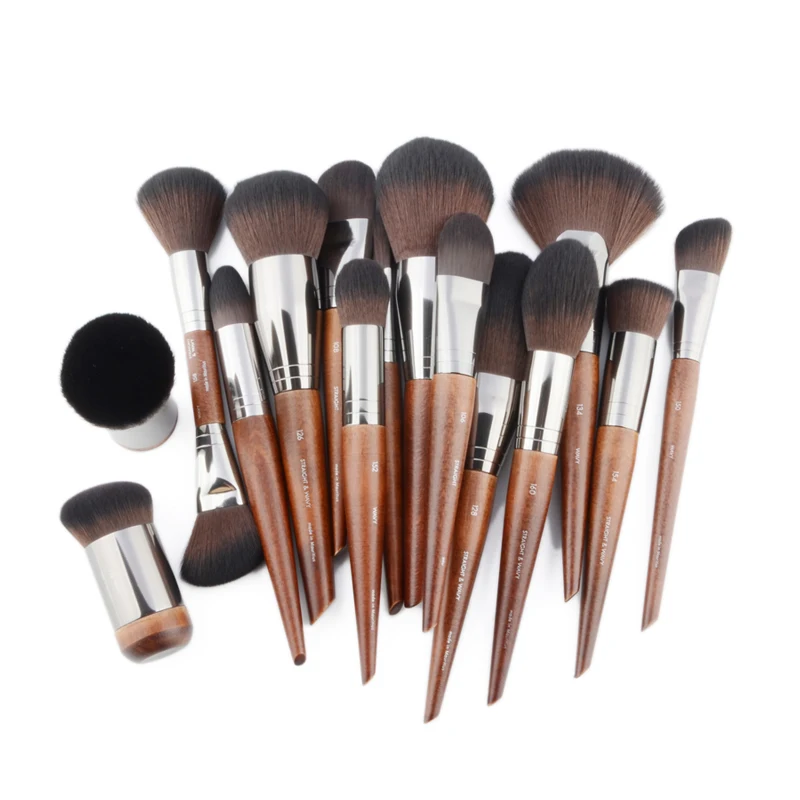 Natural wood Makeup brushes whole set Pro Powder Blusher sculpting Eyeshadow make up kit smudge highlighter eyebrow brush exquis