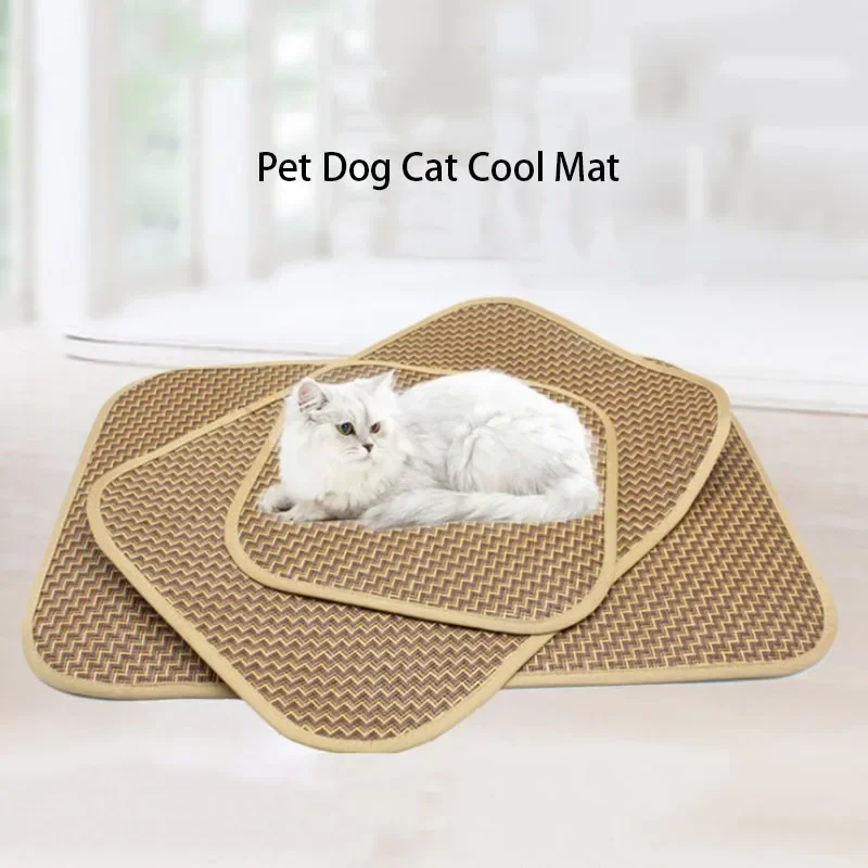 Comfortable Dog Pet Cool Mat for Summar Environment Protect Breathable Mat Reusable Rattan Pad Dog Car Seat Cover Dog bed