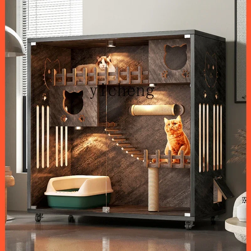 cat villa solid wood sun cat room Japanese does not occupy an area, can put cat litter box