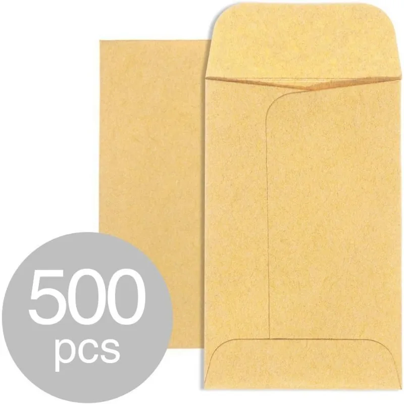 

2-1/4 x 3-1/2, Kraft Mini Key Envelopes with Gummed Flap in Brown, for Storing Seeds, Cash 500pcs