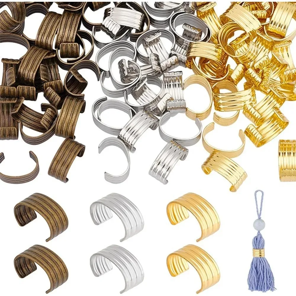 

120 шт., 3 цвета, зажимы для кожаной веревки, 13 мм, цилиндрические обжимные бусины, торцевые заглушки, крепеж, открывающийся набор для изготовления обжимного шнура