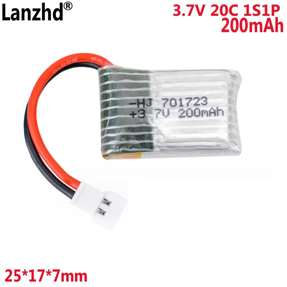 3.7V 200mAh 20C is suitable for H8 H36 H20 X902 quadcopter model battery 701723  25*17*7mm