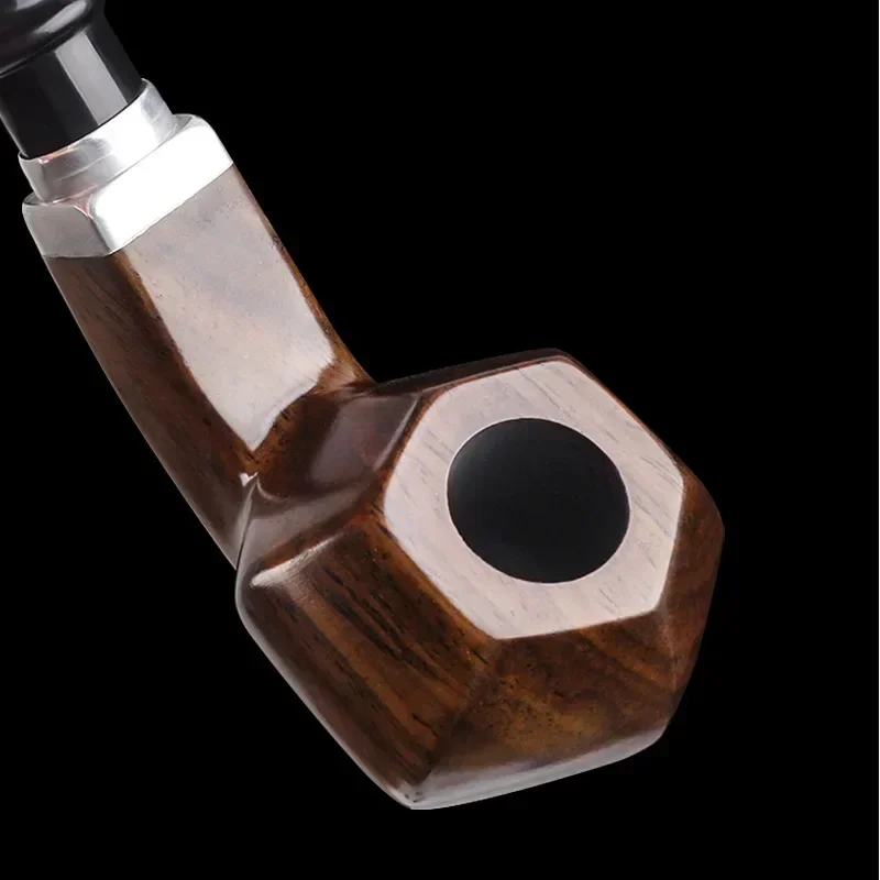 Ebony Hand Carved Tobacco Pipe Carving Activated Carbon Filter Wood Smoking Pipes Cigar Grinder Smoke Cigarette Holder