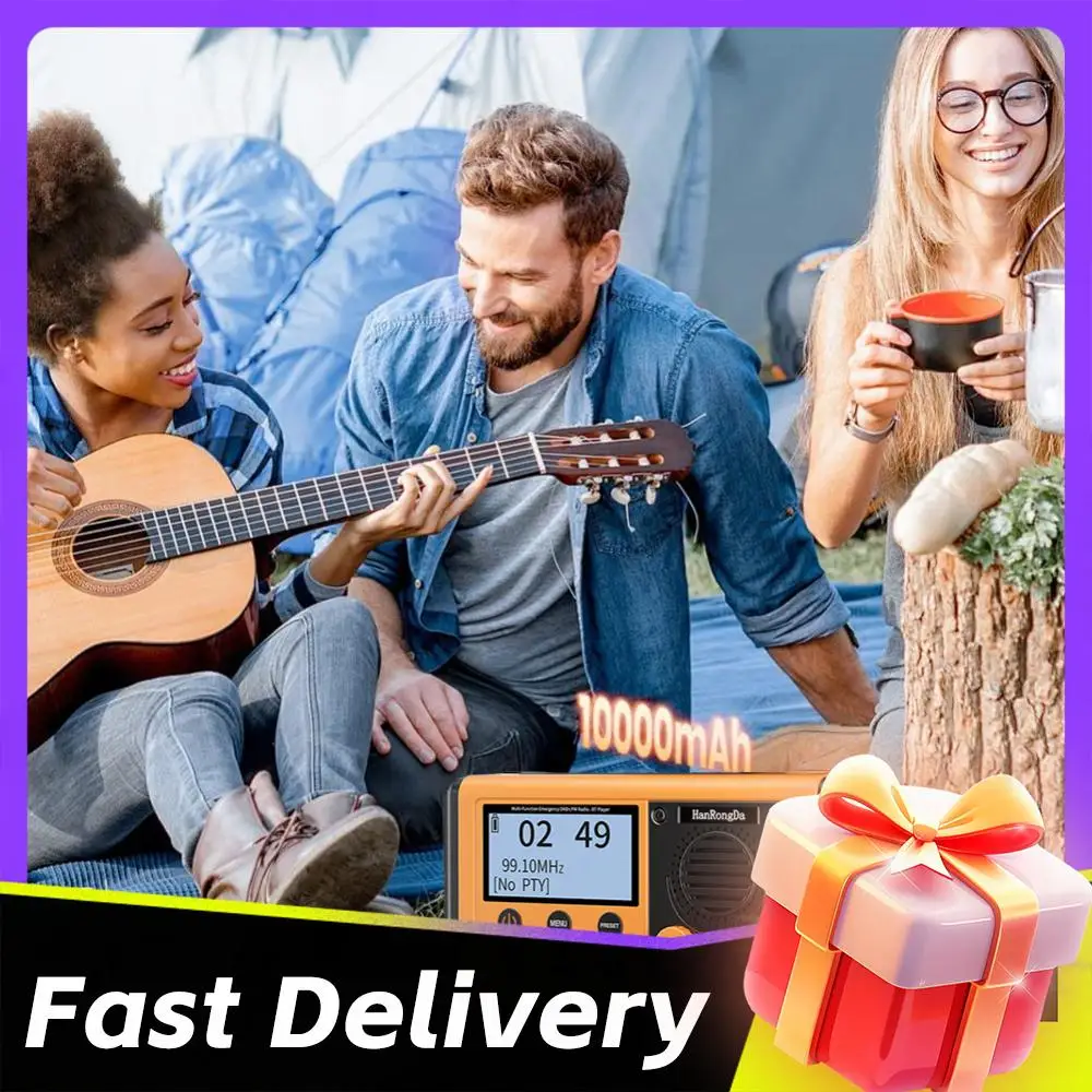 

Радиоприемник на 10000 мАч с солнечной батареей и динамиком, зарядка от солнца/ручной привод, с фонариком, SOS-сигналом, разъемом для наушников, для выживания на природе