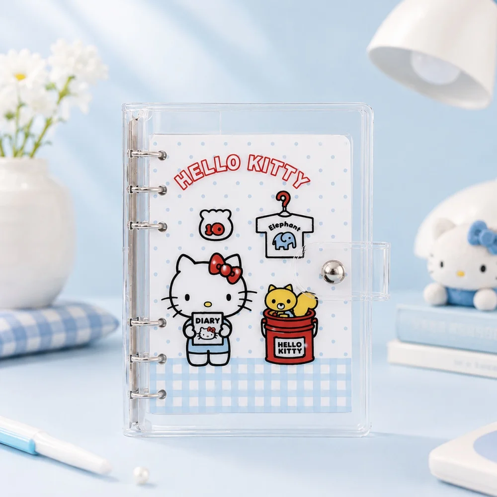 Genuine Sanrio KT Cat A6 Binder Diary Hello Kitty Cute 6 Hole Loose Leaf Notebook for School Office Writing Birthday Gifts