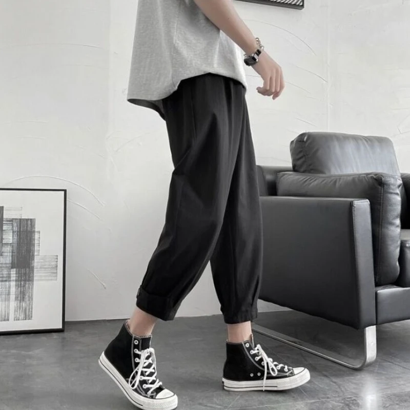 

Укороченные мужские брюки Harajuku, модная одежда Xxxl в корейском стиле, классические дешевые винтажные высококачественные новые мужские повседневные брюки