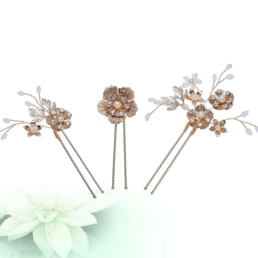 3 Pcs Chinese Hair Clip Alloy Hairclip Women Hairpin Miss Bridal Headpieces for Wedding