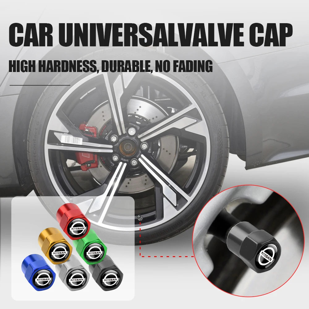 4pcs Aluminum Alloy Car Wheel Tire Valve Caps Air Tyre Stem Cover Case Plug Airtight For Nissan Juke Qashqai X-Trail Leaf Murano