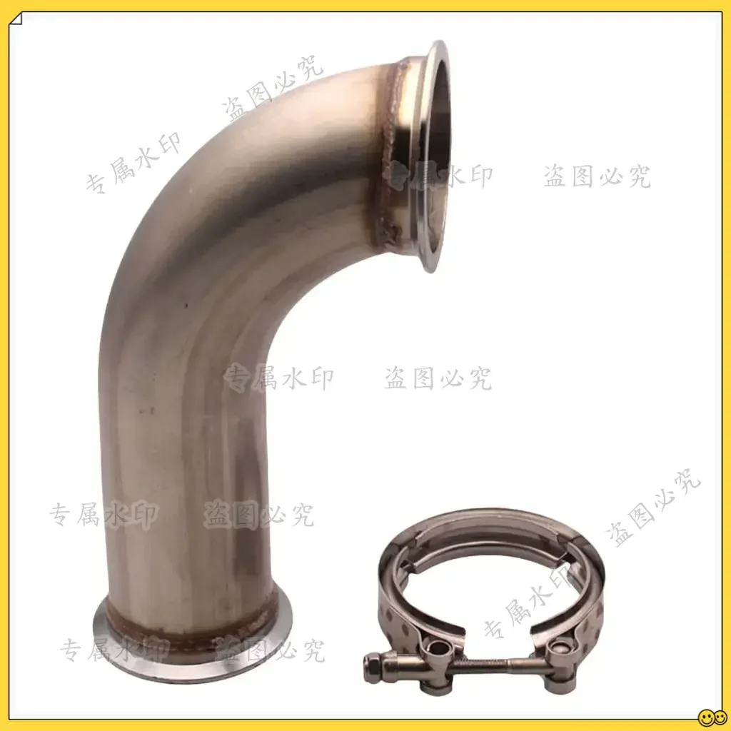 

New Universal 3" inch V-band Stainless Steel 90 Degree Elbow Adapter Exaust Downpipe Flange w/ Clamp Pipe 6" leg Silver