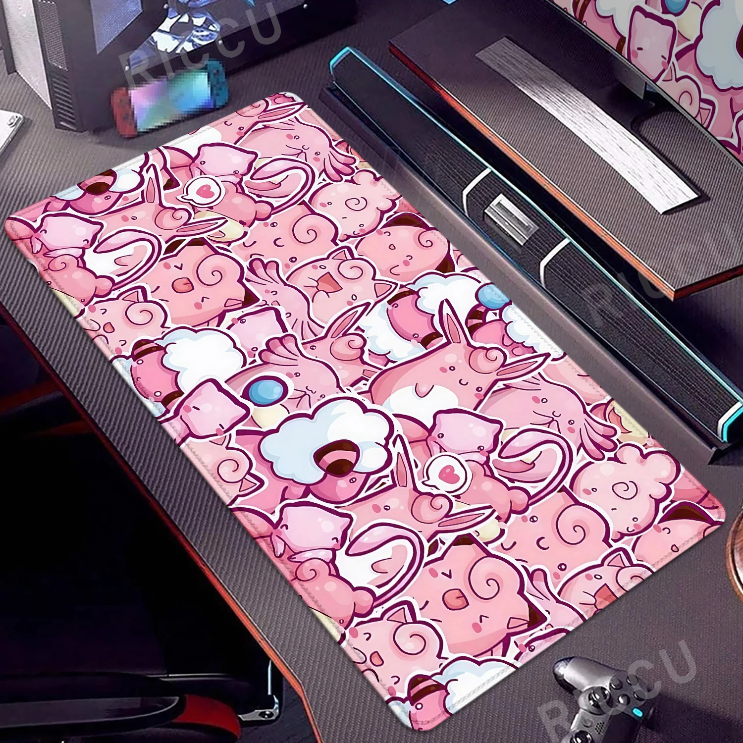 Game Pads Large Mouse Mat P-Pokemon Clefairy Desk Mat Gaming Mousepad Jigglypuff Desk Pad Gamer Mouse Pad XL PC Cabinet Tablemat
