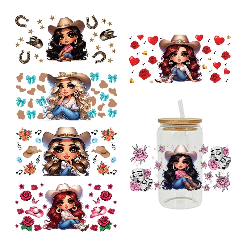 3D UV DTF Transfers Stickers 16oz Cup Wraps Fairy Girl Cowgirl Printed For DIY Glass Ceramic Metal Leather Etc. D15510