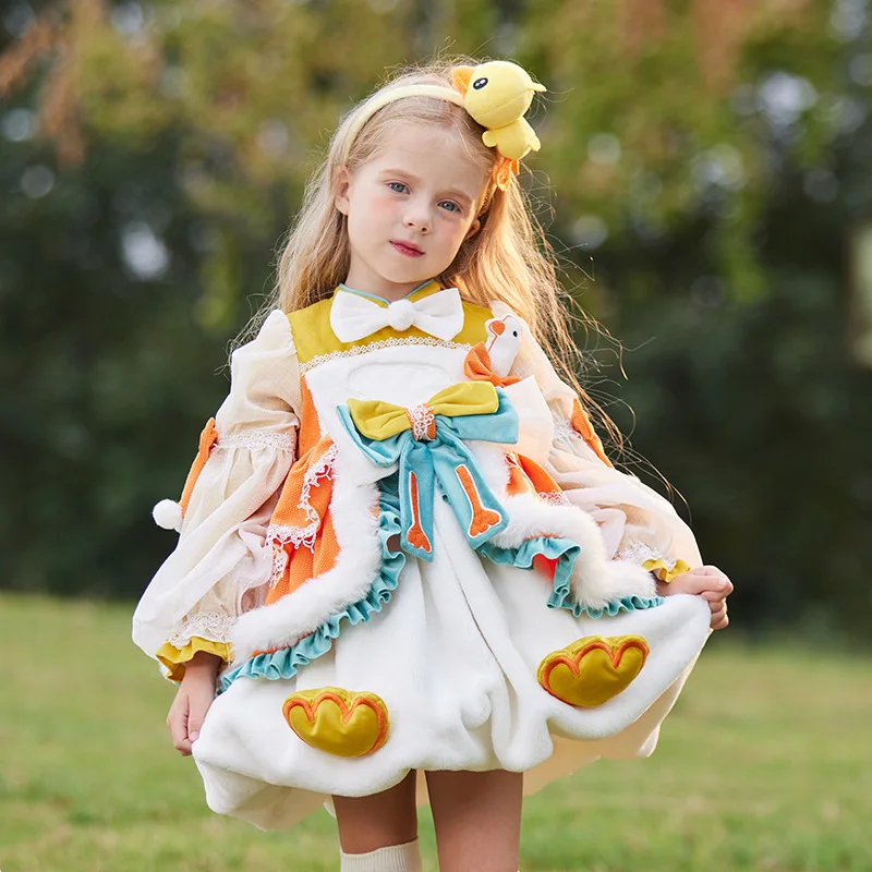 Girls Dress Children's Autumn Skirt Children's Cute Velvet Thickened Princess Tutu