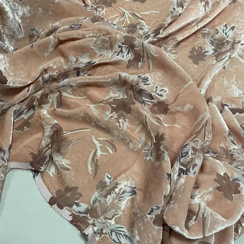 Etched-out Velvet Green Bottom Cloth Real Silk Hollow Pleuche Dress Cheongsam Fabric
