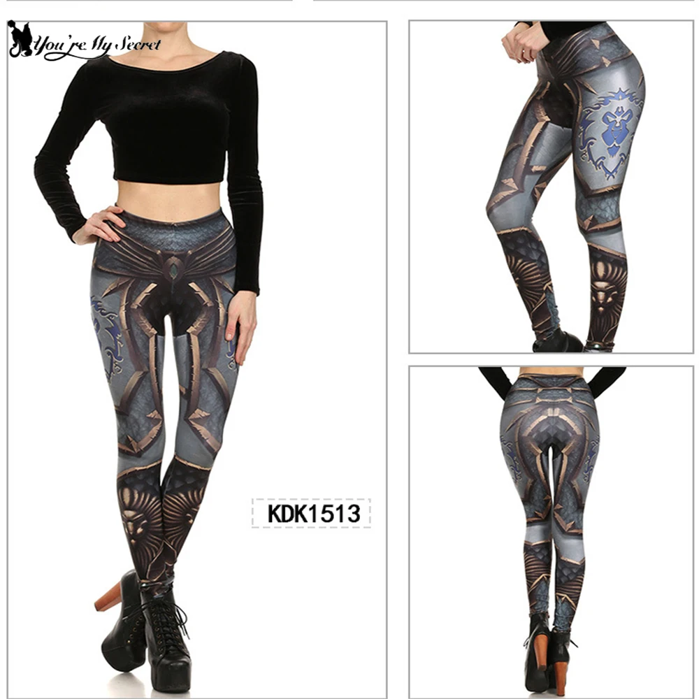 [You're My Secret] Fashion 3D Armor Printed High Waist Tights Yoga Pants Slim Leggings Women Fitness Elastic Pants Sexy Leggings