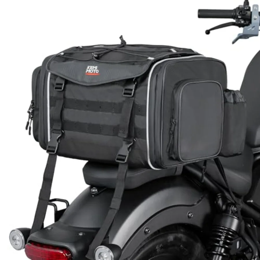 

Motorcycle Travel Luggage Bags 23L-30L Expandable Large Ccity Waterproof Rear Rack Trunk with Rain Cover and Straps for Motorcy