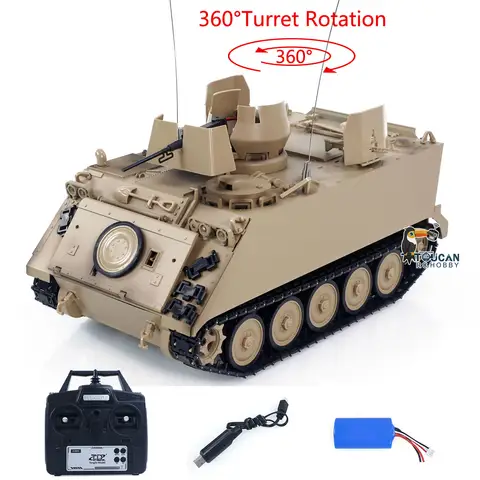 Tongde 1/16 M2412-B M113A1 ACAV RC Tank 360°Turret Rotation Smoke Light Sound RTR Electric Remote Control Replica Toys
