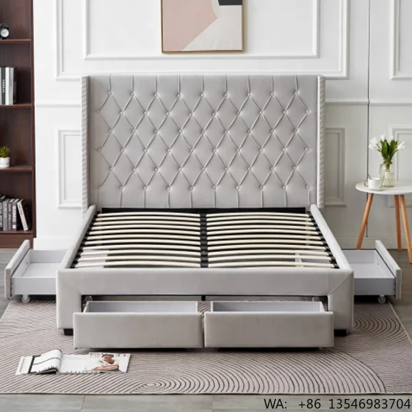 

Vintage Metal Kids Platform Bed Frame Custom Color Storage Design Durable Bedroom Furniture