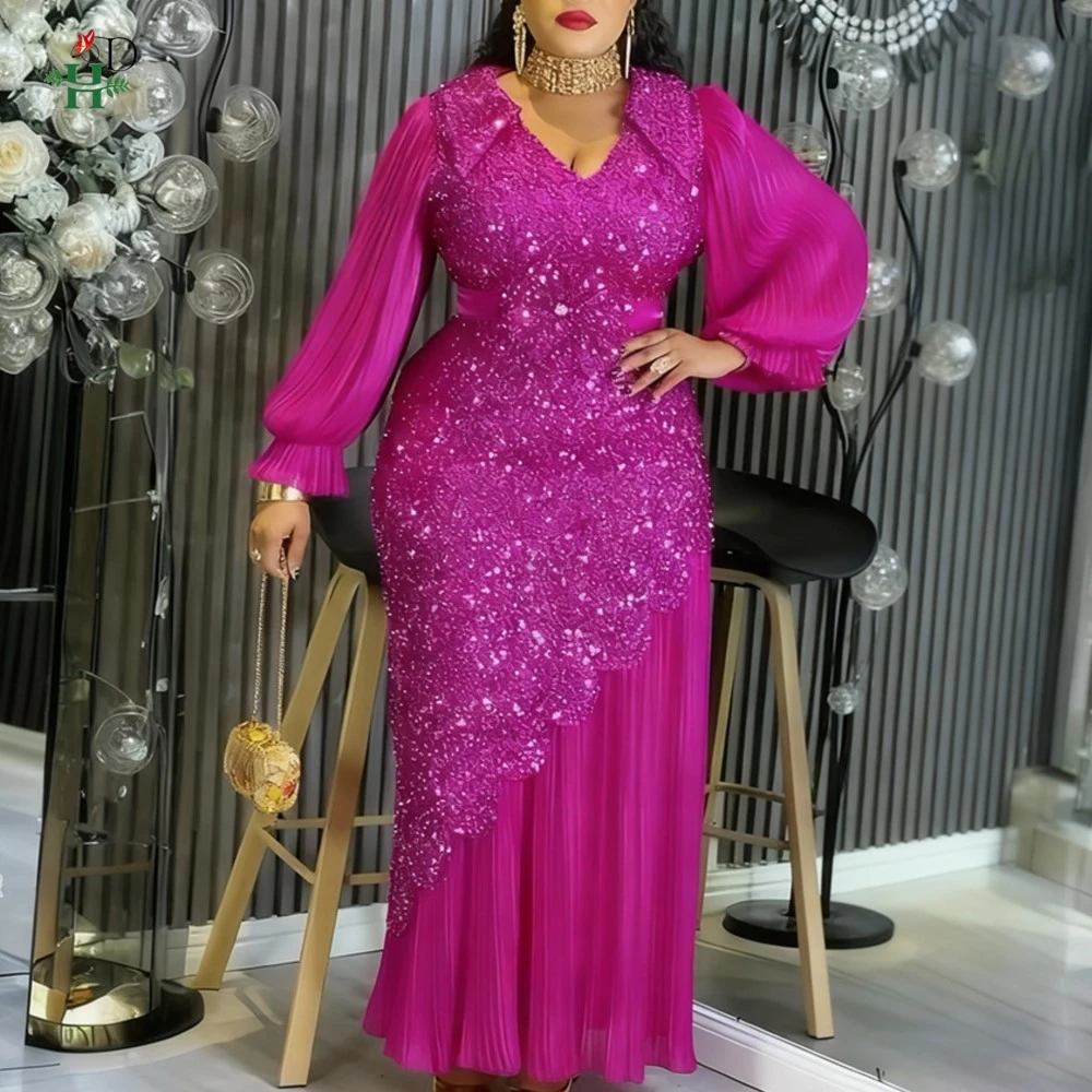 H & D 2026 vestidos de fiesta africanos de moda para mujer Dubai Ankara vestido de noche de boda de talla grande elegante vestido Maxi musulmán turco