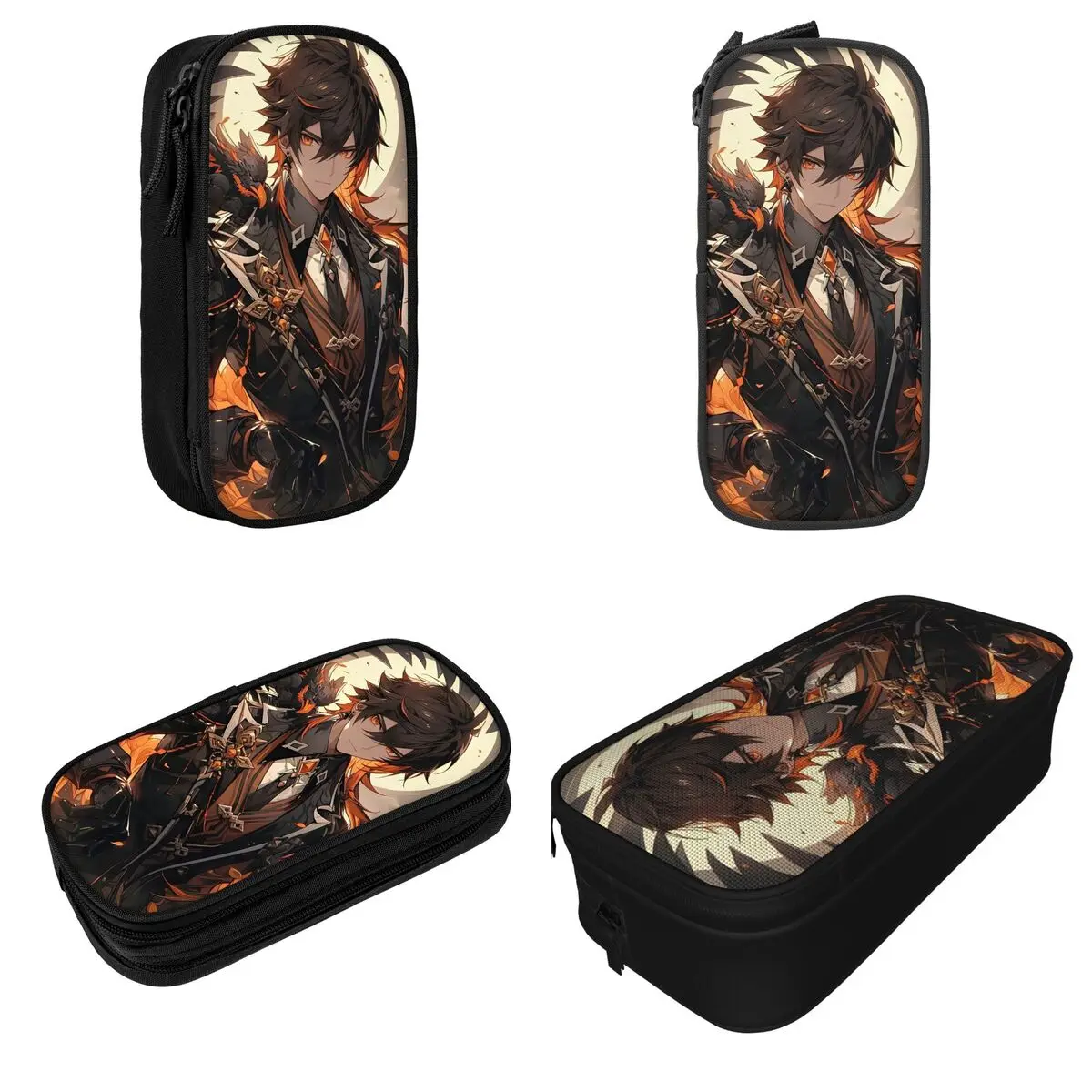 Lovely Genshin Impact Zhongli Pencil Cases Anime Game Cartoon Pencilcases Pen Holder Girl Boy Large Storage Bag Gifts Stationery