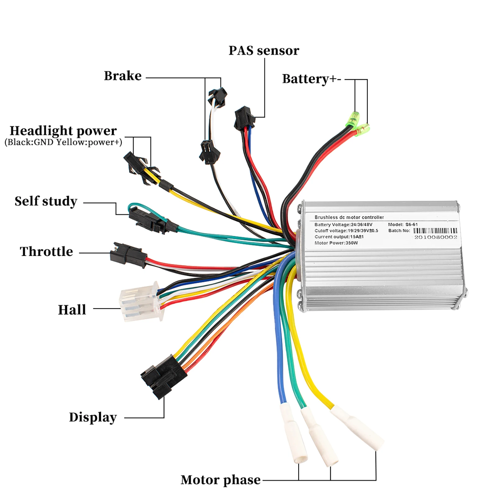 Electric Bike Kits Brushless Controller 36V 48V 350W Electric Bicycle LCD Display E-Scooter E-Car Accessories 124DX GZ3 S5 S887