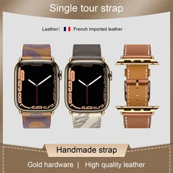 High Quality Strap For Apple Watch Band Ultra 2 Stainless Steel Gold Adapter Swift Soft Leather 10 9 8 Ultra 7 6 Se 5 46MM 45MM