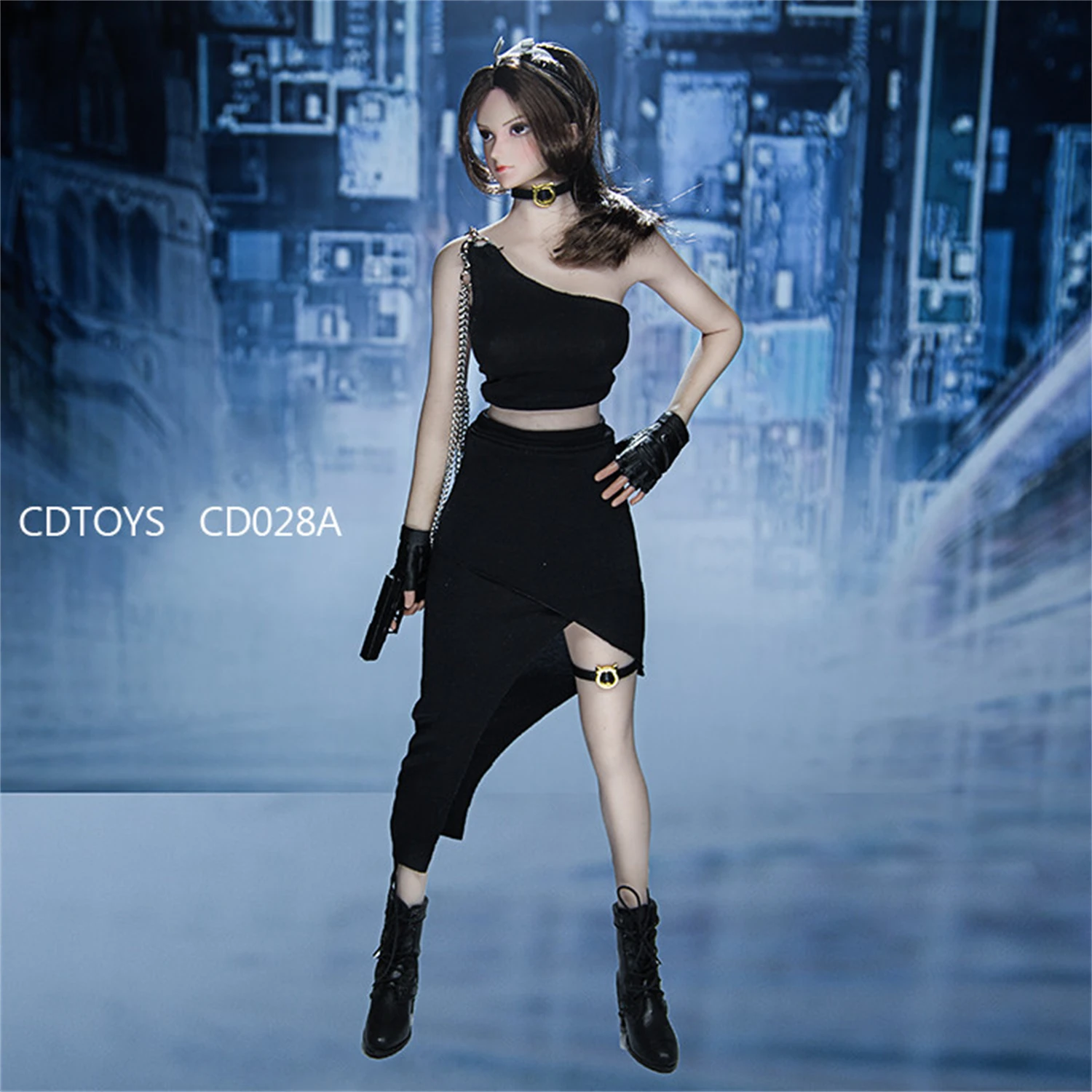 cdtoys cd028 1/6 Female Girl Oblique Shoulder Skirt Tight Dress Clothes Set Fit for 12'' TBLeague JIAOU Action Figure