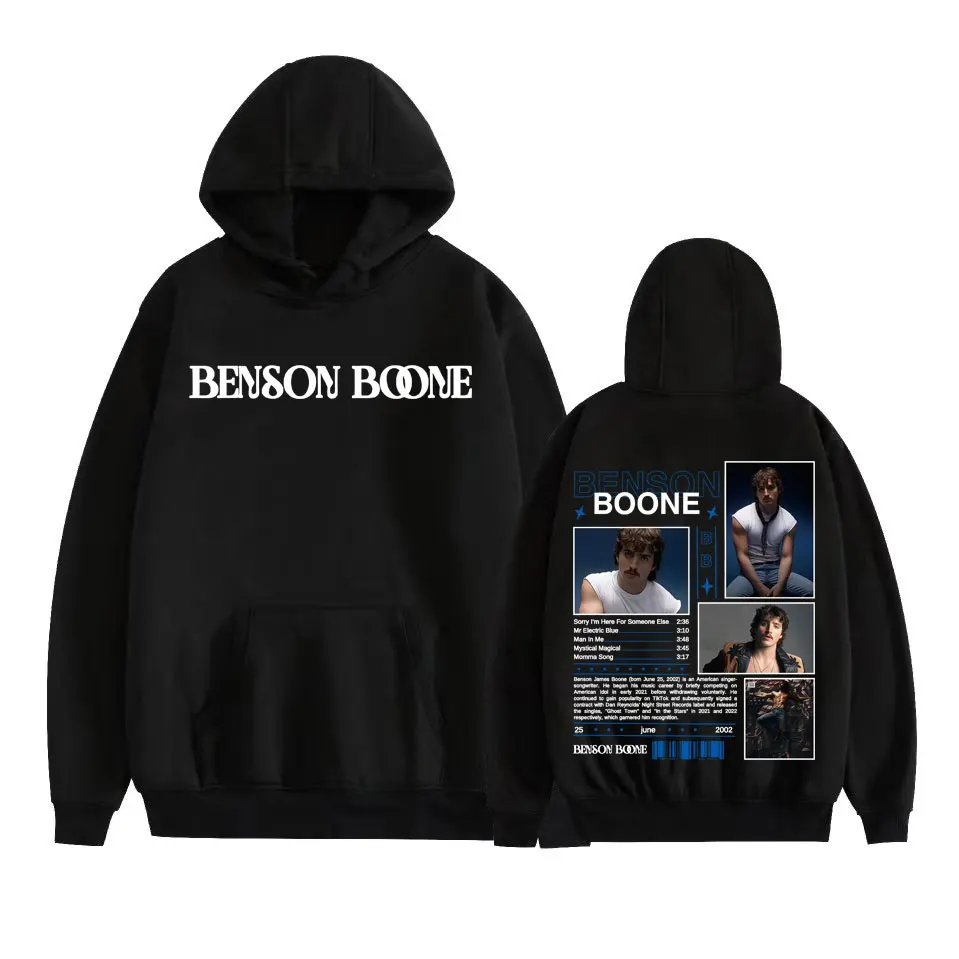 Benson Boone الأمريكية جولة القلب غطاء هوديس الرجال Harajuku الهيب هوب الشرير نمط بلوزات عادية الصوف طويلة الأكمام البلوفرات