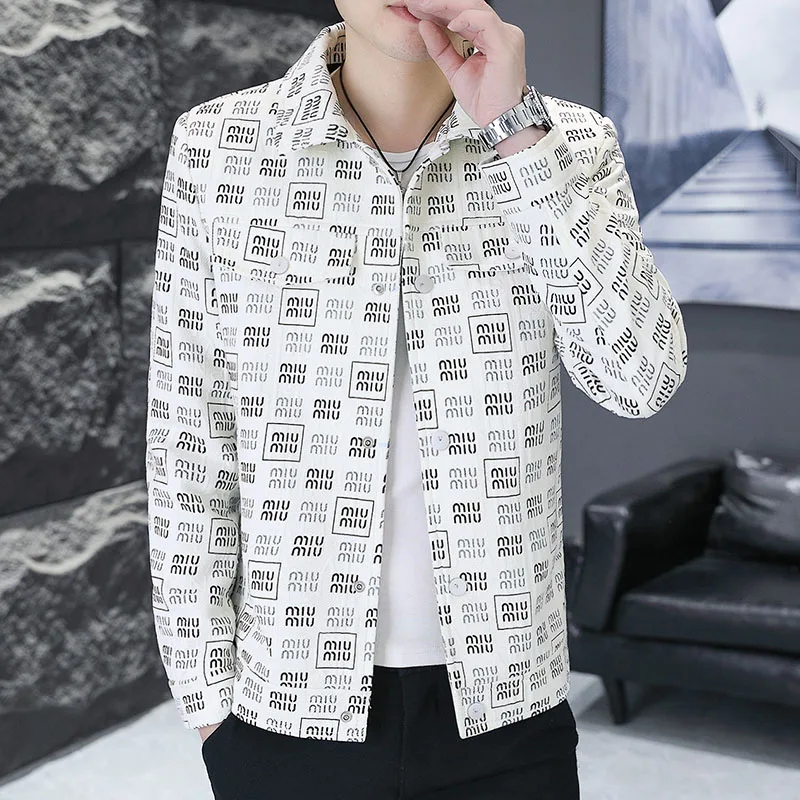 

Men's Coat Stylish Male Clothes Casual Lapelcollar High-Quality Outerwear New Korean Style 2024 Spring Autumn Jackets