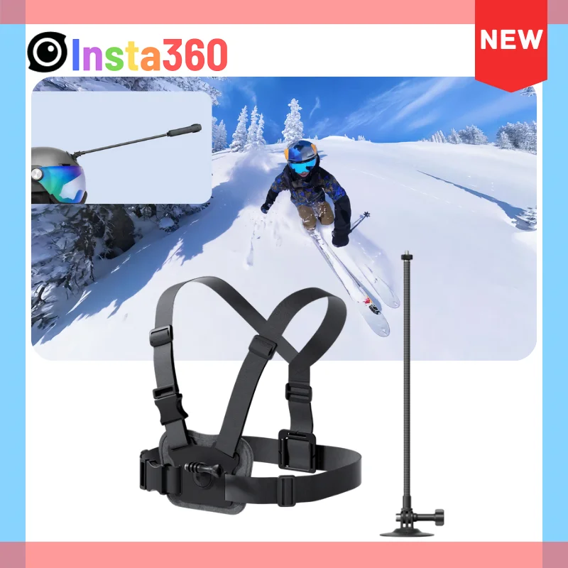 Insta360 Snow Bundle Mount With Chest Strap Adhesive Mounts Helmet Extension Rod For Ski Winter Sports For X4 X3 ONE RS