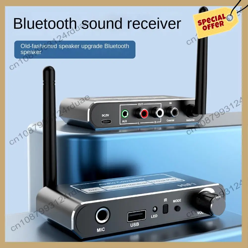 A75T Wireless HIFI DAC Converter Bluetooth 5.2 Receiver Audio Coaxial To R/L 3.5Mm Aux Adapter With U Disk Play Mic