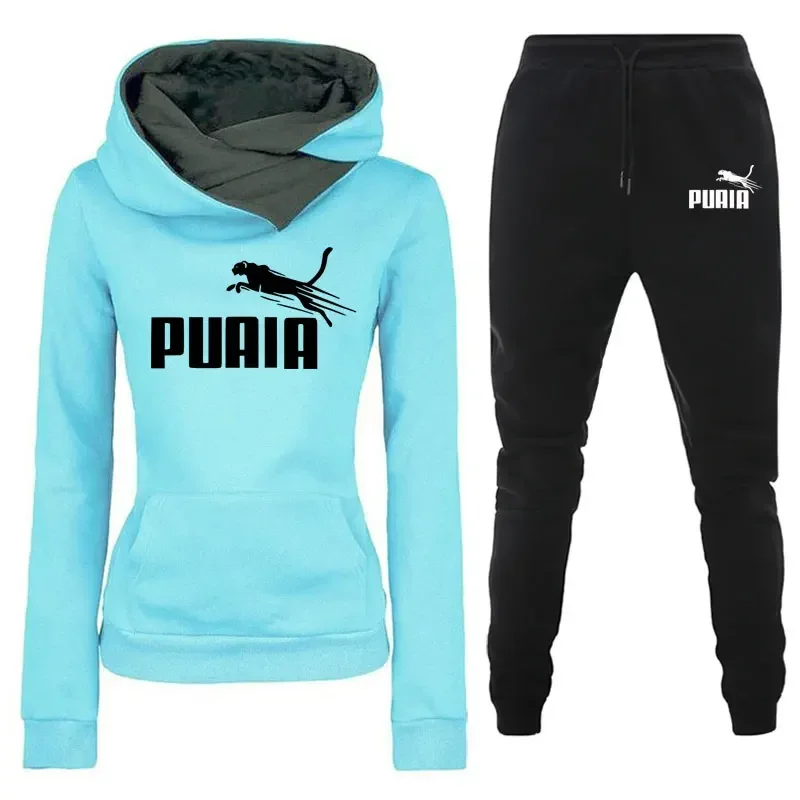 Conjunto de dos piezas de chándal para mujer, sudaderas con capucha y pantalones cálidos para invierno, jerséis, sudaderas para mujer, ropa para correr, traje deportivo