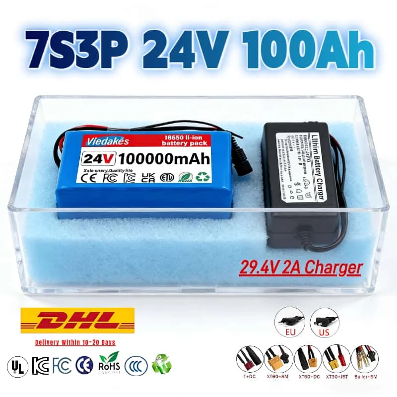 

Premium 7S3P Rechargeable 18650 Li-ion Battery Pack Eco-friendly 24V 100Ah Power Bank for Electric Wheelchair Mobility Scooter