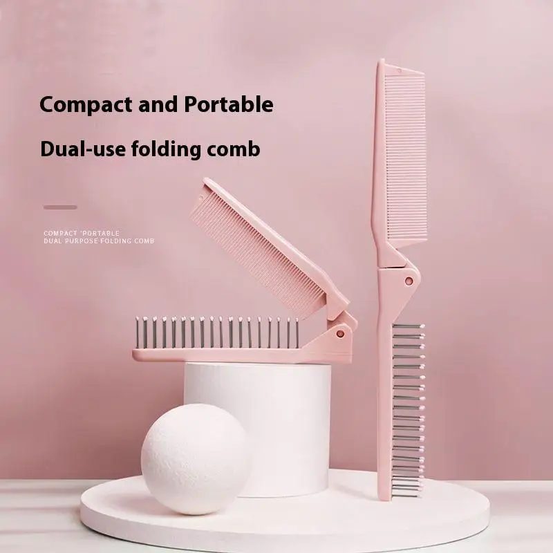 Dual Function Foldable Travel Comb Anti-Static Curly Hair Tool Soft Teeth Detangling Portable For Girls Hair Styling Supplies
