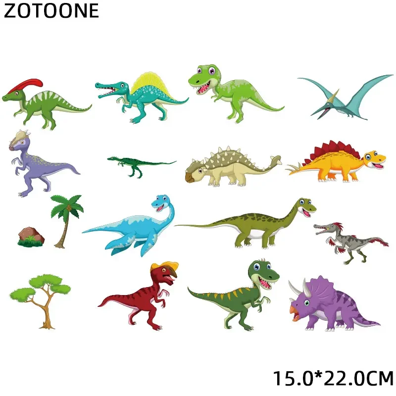 Big Size Dinosaur Patches Iron on Animal Stickers for Kids Patches for Clothing T-shirt Heat Transfers DIY Accessory Appliques A