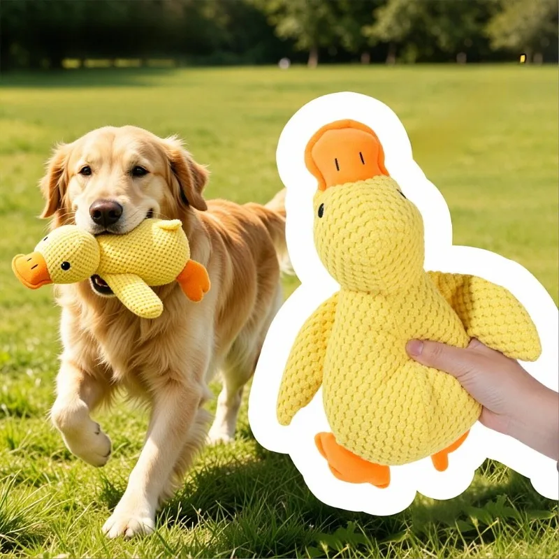 Squeaky Duck Dog Toy PP Cotton Filling Simulation Duck Quack Sound Toys for Dogs Cats Chew-resistant Puppy Cleaning Teeth Toys