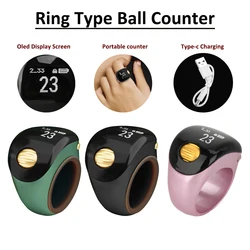 Ring Type Ball Digital Counter Roller Counting 18/20/22mm Adjust Type-c Charging Smart Touch Finger Counter for Pray Counting