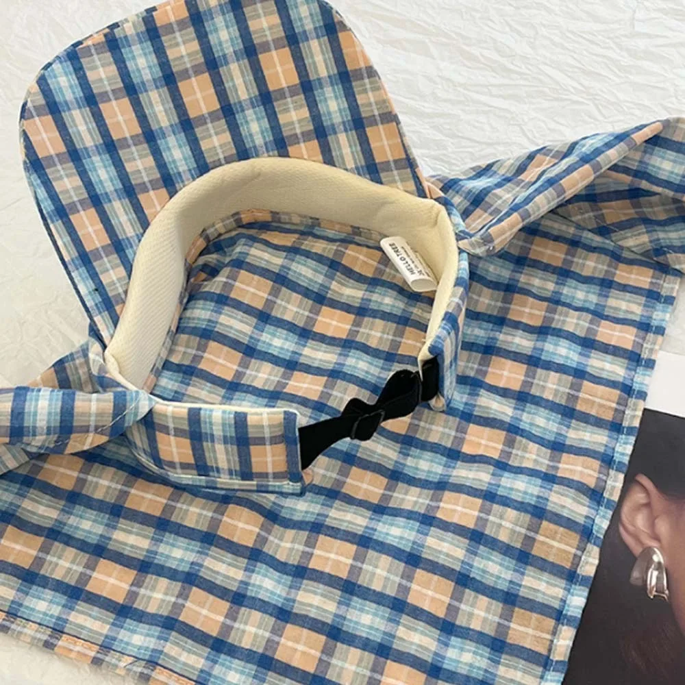 

Fashion Korean Style Headscarf Baseball Hat Dopamine Plaid Scarf Peaked Cap Sunshade Soft Triangle Headscarf Hat Camping