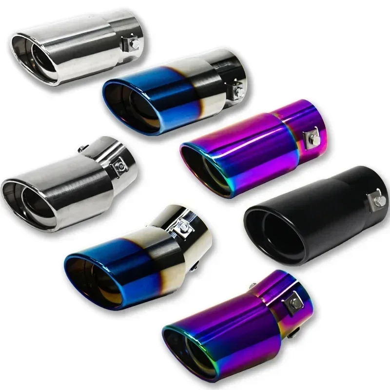 Universal Car Exhaust Muffler Tip Round Stainless Steel Car Tail Rear Chrome Round Exhaust Pipe Tail Muffler Tip Pipe Nozzle