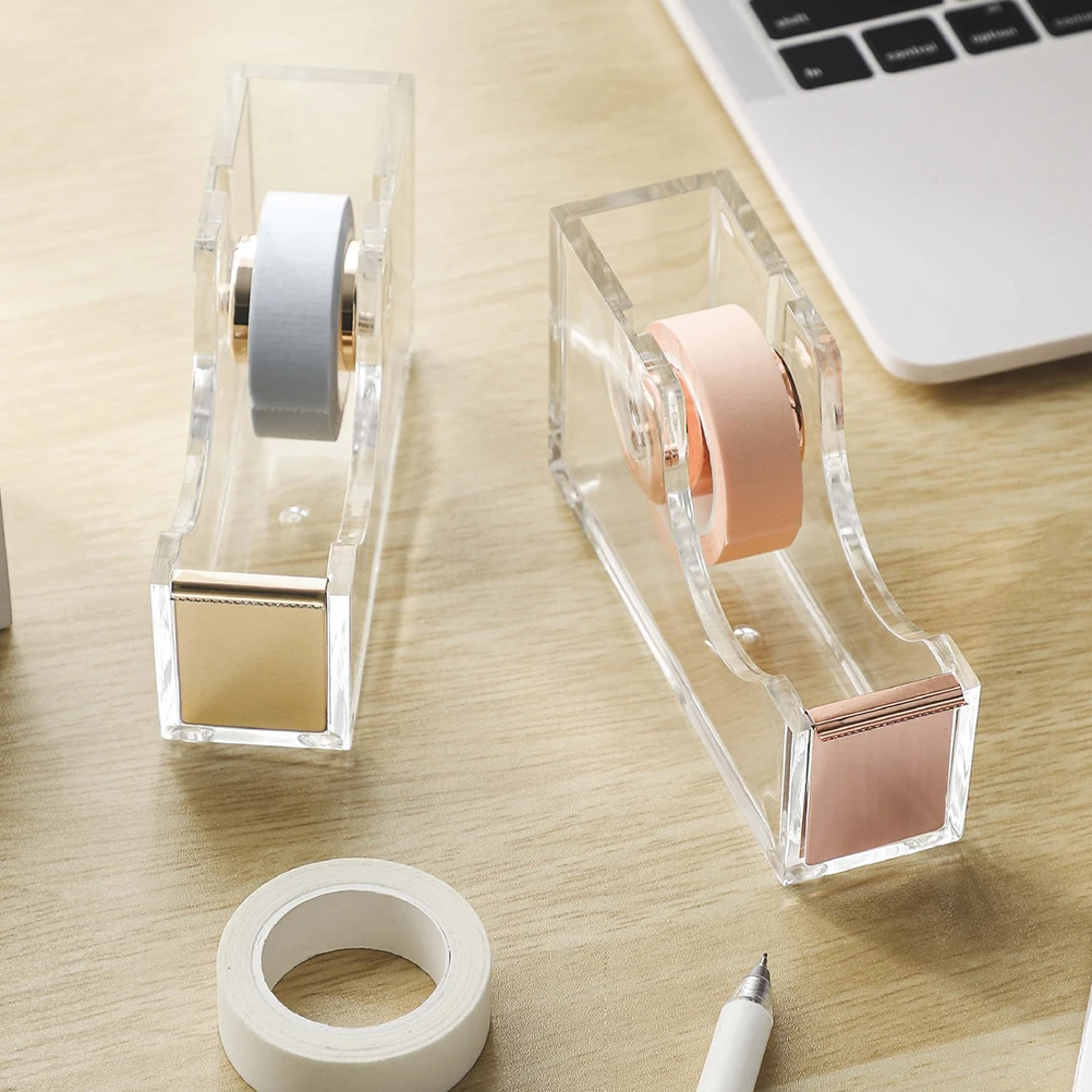 

Pink Tape Cutter Office Supplies Dispensers Seal Adhesive Rose Gold Alloy Desktop
