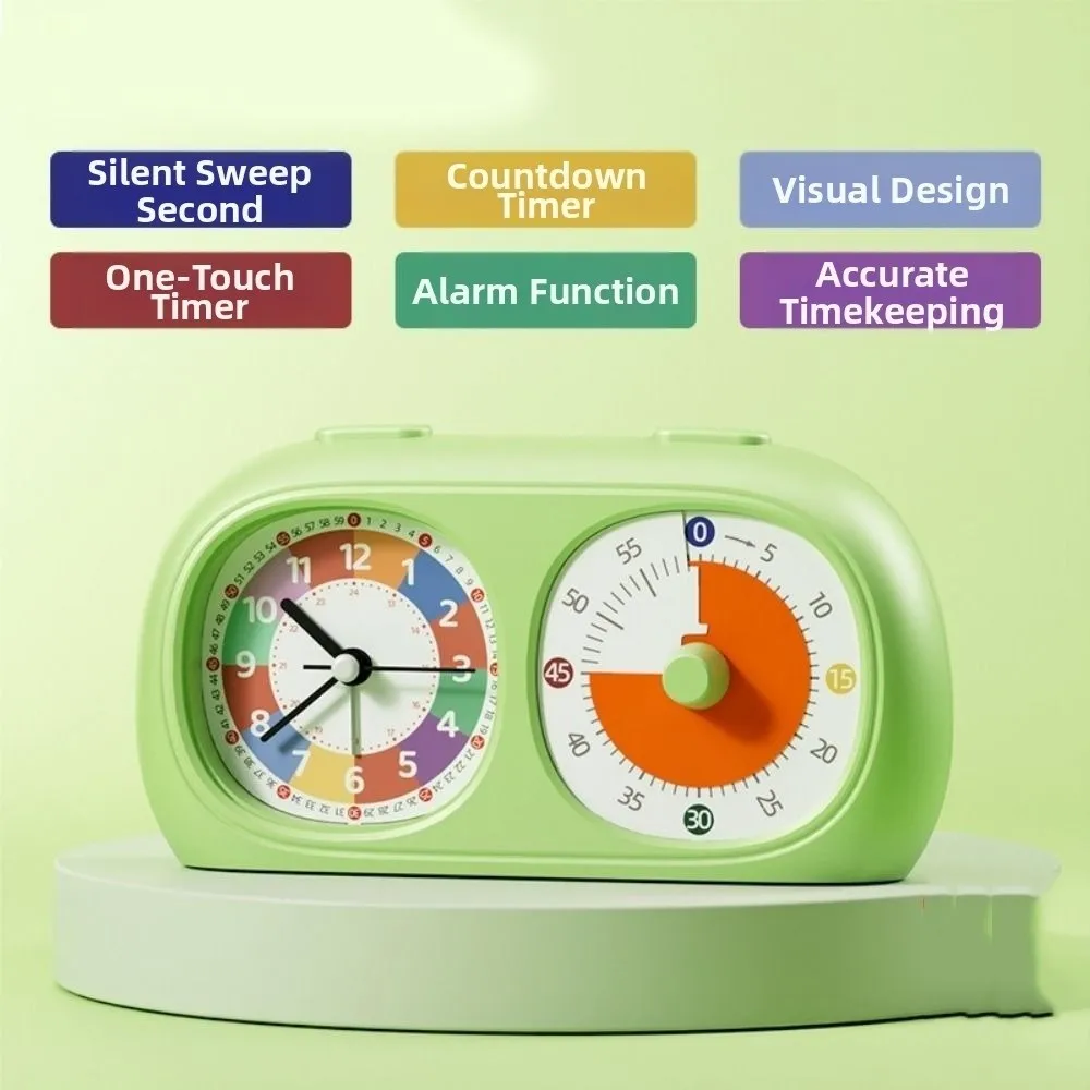 Dual Screen Dual Screen Visual Timer Timer Reminder 60-Minute Alarm Clock Time Manager Silent Self Discipline Tool Kitchen Timer