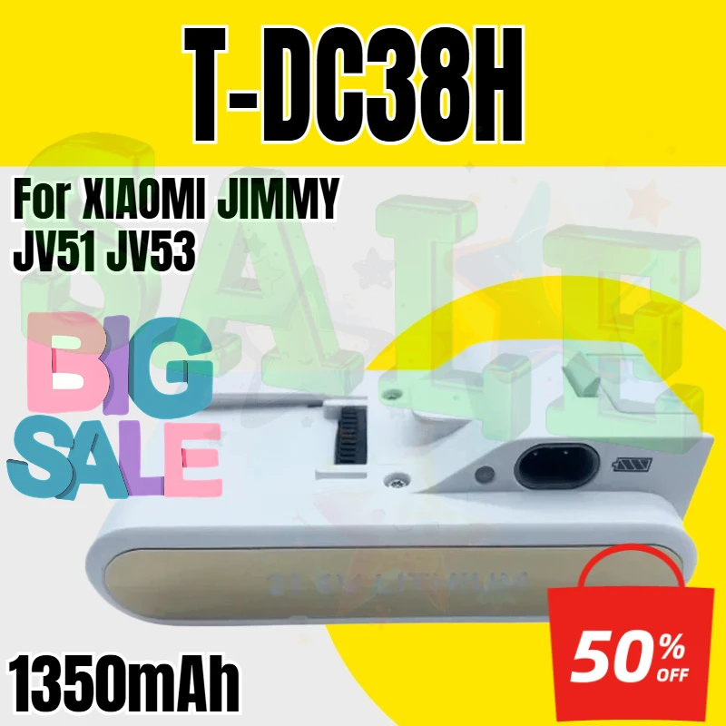 1350mAh Replacement Battery T-DC38H for XIAOMI JIMMY JV51 JV53 Handheld Wireless Strong Suction Vacuum Cleaner Spare Parts
