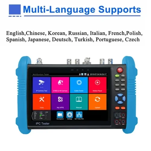 Imagen 2 del producto Probador de cámara IP 8K, probador de 8MP AHD TVI, Monitor de pantalla táctil de 7 "", sistema Android, Wifi, batería, HDMI, VGA, UTP, probador de Cable