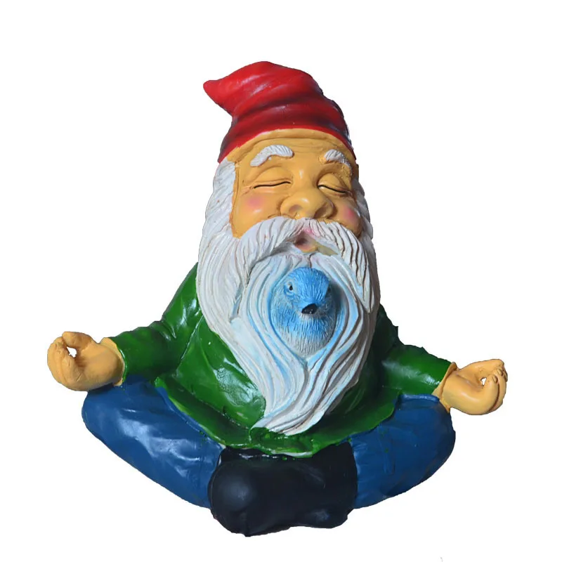 Bearded Bird-Hiding Meditating Ornament, Little Dwarf Zen Garden Statue Decoration, Resin Craft