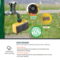 Solar Programmable Water Timer 2-Way Independent Outlets Digital Garden Sprinkler Controller Built-in Battery Rain Sensor