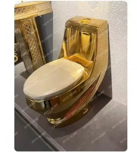 XX X Toilet Bowl Water Closet One Piece Gold Ceramic Toilet Royal Luxury Electroplated Golden Color Round Sanitary Ware