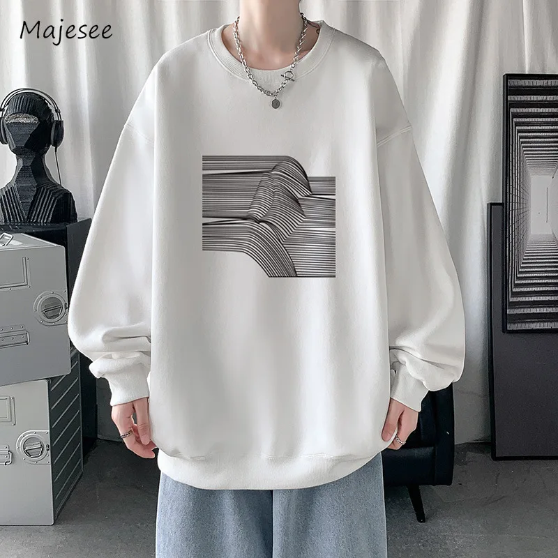 

Sweatshirts Men O-neck Spring Print Fashion Youthful Handsome Casual Loose All-match Streetwear Simple Chic Students Cozy Soft